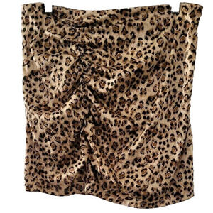 Free People Women Size 12 Avas Printed Mini Skirt Animal Print Leopard Ruched
